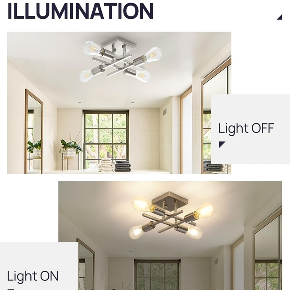 Eidonta Industrial 4-Light Semi Flush Mount Ceiling Light Fixture - Picture 4 of 7